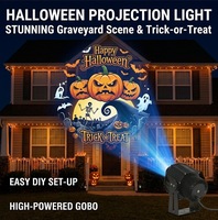 Projecteur Gobo d'Halloween, lumière extérieure étanche IP65, télécommande, projection de motifs LED de chauve-souris et de crâne pour la décoration de jardin