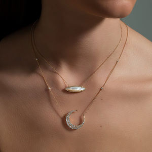 <span class=keywords><strong>Collier</strong></span> en forme de croissant de <span class=keywords><strong>lune</strong></span>, bijoux en argent Gemnel, micro pavé CZ, vente en gros, mode 925 - Product Image 2