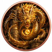 Pièce de monnaie en cuivre pur 999 de 1 oz, série Dragon en relief, édition collector UV 3D
