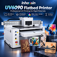 Printer UV 6090 Enam hingga Delapan Warna dengan Sirkulasi Tinta Putih dan Pengadukan untuk Pencetakan pada Papan Kaca Akrilik dengan Lapisan Pernis Mengkilap