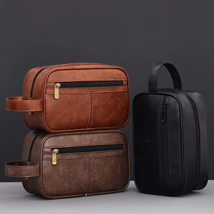 <span class=keywords><strong>Borsa</strong></span> da Viaggio Vintage in Pelle PU per Uomo, Grande Capacità, Organizer per Cosmetici, <span class=keywords><strong>Borsa</strong></span> Portatile per la Bellezza - Product Image 2