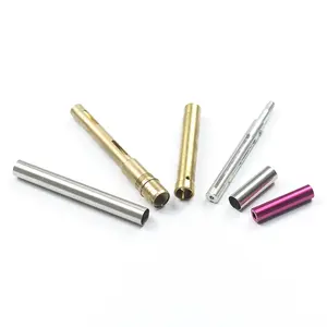 Custom Precision Engravable Blanks Metal Pen Clips CNC Turning Stainless Steel Hollow Threaded Shaft Pin Brass Pen Parts
