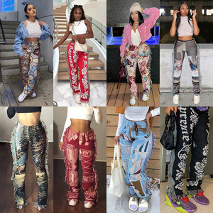 Leggings Casual da <span class=keywords><strong>Donna</strong></span> in <span class=keywords><strong>Velluto</strong></span> a <span class=keywords><strong>Coste</strong></span> con Frange, <span class=keywords><strong>Pantaloni</strong></span> Sovrapposti con Stampa Digitale in Stile Hip Hop - Product Image 1