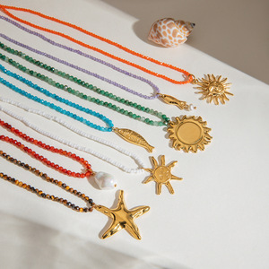 Collar de Moda con Cuentas, Colgante de Estrella de Mar de Aleación de Zinc, Cadena de Piedra Natural, Joyería para Mujer, Origen Yiwu - Product Image 4