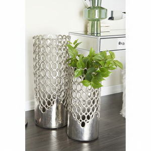 Vases à fleurs en aluminium nickelé pour sol de salon Vases à fleurs antiques en aluminium argenté à vendre Best-seller - Product Image 1