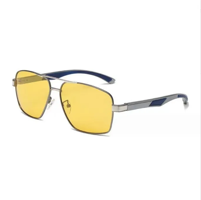 Gafas de sol polarizadas con resorte de magnesio y aluminio que cambian de color de día y noche de doble uso, gafas de conducción resistentes a los rayos UV para hombres