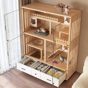 Elegante y moderno nido de gato para exteriores, cómoda Casa de Interior de madera maciza para gatos con cierre de botón, casas y muebles para <span class=keywords><strong>mascotas</strong></span>, jaulas de animales - Product Image 2