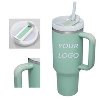 Gobelet de voiture isotherme en acier inoxydable double paroi de 40 oz grande capacité avec poignée et paille, maintien au chaud 6-12 heures, pour l'extérieur, vente en gros, deuxième génération