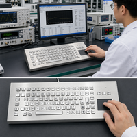 PC-702TP-DESK IP65 Keyboard Desktop Industri Tahan Air dari Baja Tahan Karat dengan Touchpad 87 Tombol USB PS/2 untuk Mesin CNC Kios.