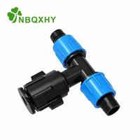 Colección de Conexiones en T con Tuerca de Seguridad, 5 Piezas, Opciones de Derivación Lateral, Rosca Macho / Conector de Púas / Válvula de Palanca / Válvula de Perilla, 16mm PE para Riego