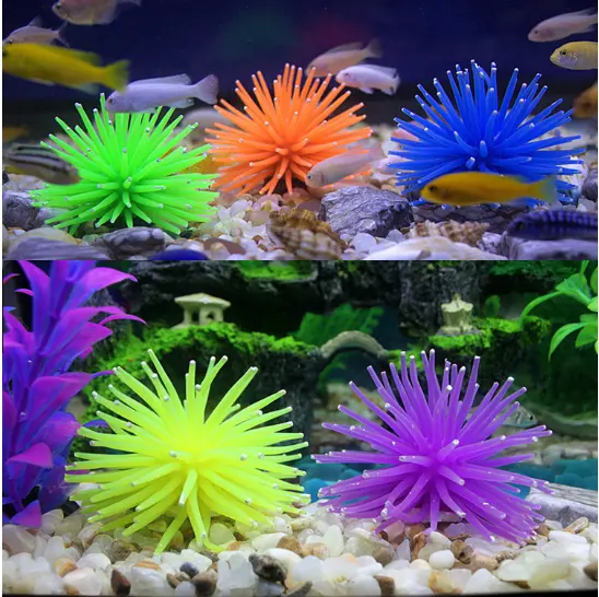 Acquario Fish Tank Silicone Anemone marino corallo artificiale ornamento