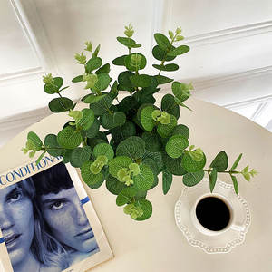 Fleurs artificielles d'eucalyptus à 16 branches en soie, haute simulation, pour décoration intérieure et accessoires de mariage - Product Image 3