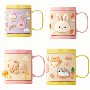 Vaso Infantil Anticaídas para Cepillarse los Dientes, Diseño 3D Estéreo, PVC Suave, Desechable, de Bambú - Product Image 3