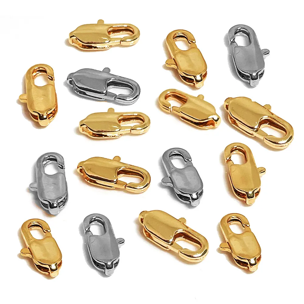 DIY Jóias Acessórios Strong Flat Lobster Claw Clasps Aço Inoxidável 18k Gold Silver Lobster Buckle Para Colar Pulseiras