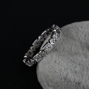 Nhẫn Bạc Zircon Mạ Vàng 14K Ngón Tay Vuông Đơn Giản Bằng Bạc Sterling 925 Thời Trang Tùy Chỉnh Linh Vật - Product Image 3