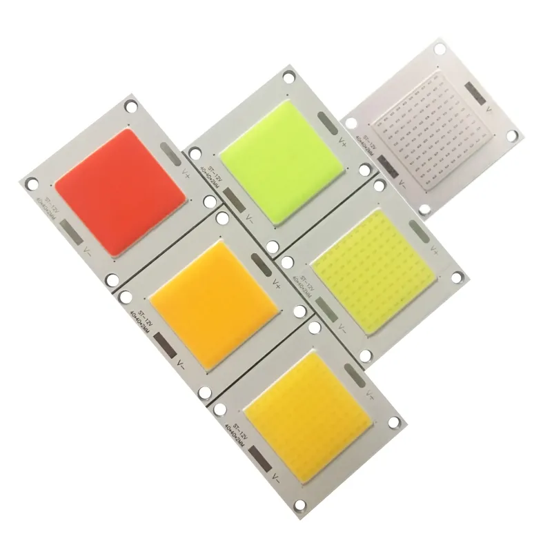 4040mm ambra rosso verde blu colore bianco COB LED chip quadrato COB 12V 50W LED chip per luce di inondazione