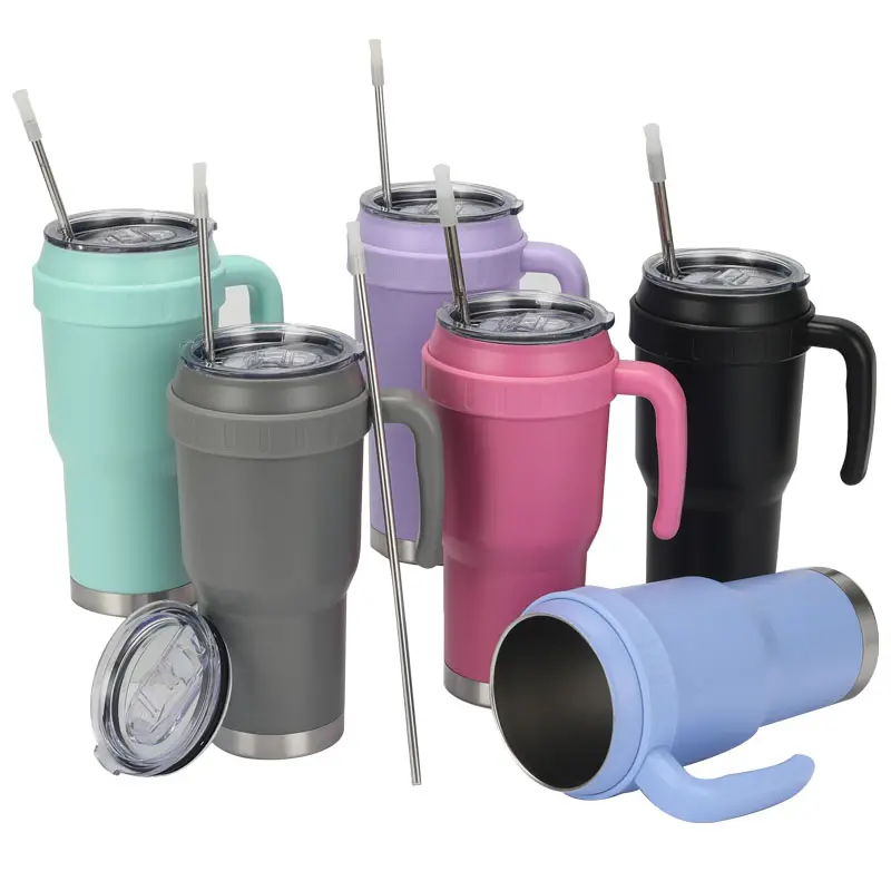 Tazza da caffè da viaggio per ufficio da 40 once Thermos tazza da caffè in acciaio inossidabile tazze d'acqua isolate bicchiere da 40 once con coperchio con manico