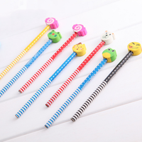 Crayons à dessin personnalisés Kawaii en bois de tilleul, mine noire HB, avec gomme intégrée, motif hexagonal, pour usage scolaire, emballés en vrac