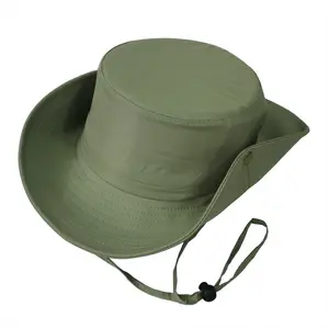 2024 New OEM High Quality Sun Protection Outdoor Fishing Quick Dry Sun Hat Flat Top Wide Brim Fisherman Bucket Hat Waterproof