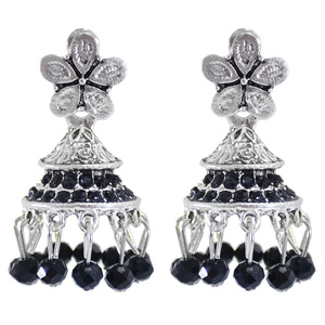 2024 <span class=keywords><strong>Jhumka</strong></span> diseño plata oxidada pulido estilo elegante perla agrupada fiesta accesorios de joyería <span class=keywords><strong>Jhumka</strong></span> pendientes mujeres - Product Image 6