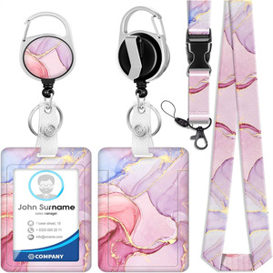 Badge clip with <b>lanyard</b>, retractable badge roll <b>for</b> ID card, ID card clip with <b>key</b> chain. - Product Image 3
