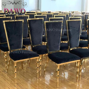 Bạc Chân Thép Không Gỉ Thiết Kế Đám Cưới Đen Nhung Cao Trở Lại Ghế - Product Image 1