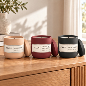 Aikun Matte 12 Oz 340 G Ceramic Scented <b>Candle</b> with Matching Lid Custom Gift Box <b>Bulk</b> Order OEM ODM Private Label for Home Decor - Product Image 2