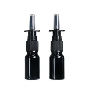 10ml 15ml 20ml 30ml 50ml 100ml 흰색 검은 색 플라스틱 미세 안개가있는 호박색 유리 병 코 노즐 의료용