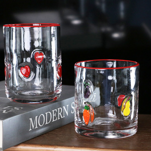 Tazza di vetro creativa con simpatici adesivi multicolore con crisantemo a forma di <span class=keywords><strong>cuore</strong></span> di natale decorazione spessa tazza di whisky - Product Image 4