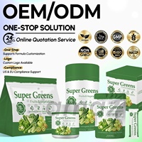 OEM Super Grünpulver Grüne Superfood-Mischung mit Spirulina Weizengras Chlorella Spinat für Energie Entgiftung Immununterstützung