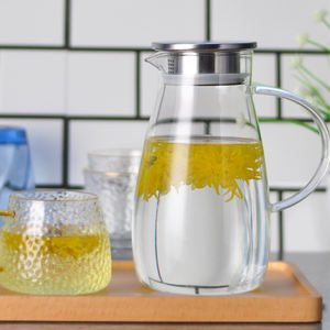 Bouteilles d'eau cantine en verre en bref Ewer avec couvercle, pichets de stockage de boissons, bouteilles de refroidissement pour vaisselle en verre, bouilloires - Product Image 4
