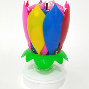 Lilin Ulang Tahun LED Kreatif Dekorasi Rumah, Lilin Musik Berputar Alas Datar - Product Image 6