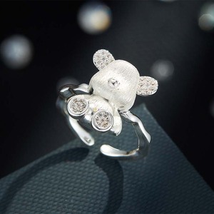 <b>Cute</b> Gold <b>Bear</b> Open Ring Micro Pave Zircon Animal Jewelry Gift For Index Finger - Product Image 4