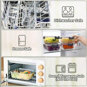 Boîte de conservation alimentaire en verre borosilicate haute résistance, résistante à la chaleur et au froid, avec couvercle transparent à fentes d'aération coulissantes, compatible micro-ondes, 400 ml - Product Image 4