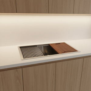 Lavello da Cucina Sottopiano in Acciaio Inox a Vasca Singola 32x19x10 Pollici Rettangolare Superficie Spazzolata Multifunzionale - Product Image 2