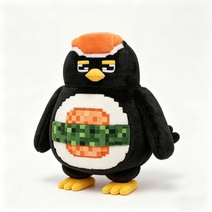 Peluche pingouin noir et rose 25 cm avec design Pixel Sushi pour enfants, jouets en peluche - Product Image 2