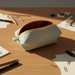 Borsa per il Trucco Personalizzata all'Ingrosso Verde alla Moda con Motivo a Quadri e Cerniera per Ragazze - Product Image 3