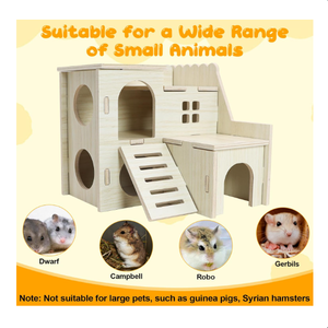 Descuento por Tiempo Limitado en Jaula Moderna de Madera Natural para Hámster con Divertido Tobogán para Pequeños Hámsters, Casa de Madera - Product Image 6