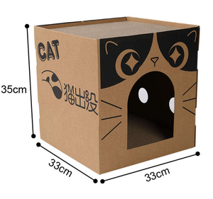 Cuccia per Gatti a 2 Livelli in Cartone Ondulato, Area Attività Allargata Personalizzabile con Angolo Indipendente per Tirare i Tiragliumi - Product Image 3