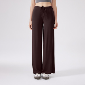 Pantalon de yoga ample et fluide pour femme avec cordon de serrage à la taille, extensible, respirant, décontracté, pour le Pilates et la détente - Product Image 3