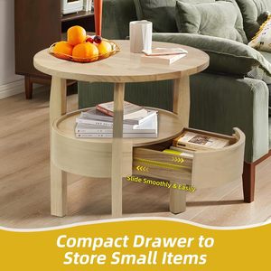 New solid wood <b>side</b> <b>table</b>, sofa coffee <b>table</b>, living room <b>small</b> <b>round</b> <b>table</b>, creative <b>side</b> <b>table</b>, simple and modern bedside - Product Image 2