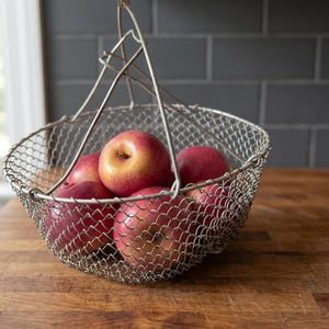 Panier rond en fil métallique avec crochet pour le rangement alimentaire de cuisine, style industriel, bol à fruits en métal durable, conception soudée à un seul niveau - Product Image 6