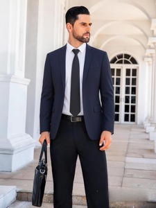 Ensemble de Costume <span class=keywords><strong>Homme</strong></span> Slim Fit à Revers Cranté, Simple, Tendance, Respirant, Anti-Plis, Matelassé, à Deux Boutons, de Haute Qualité - Product Image 6