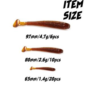 Anneau d'<span class=keywords><strong>impact</strong></span> Supercontinent de haute qualité 63-97mm, <span class=keywords><strong>shad</strong></span> à queue en T pour la pêche au bar et au brochet en eau douce et salée, leurre de nage et jigging - Product Image 2