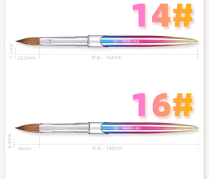 แปรงอะคริลิคสำหรับทำเล็บ ขนโคลินสกี้แท้ 100% ด้ามโลหะหกเหลี่ยมสีดำ ปลายแปรงแบบกลีบดอกไม้ สำหรับปัดผงและปั้นลาย - Product Image 4