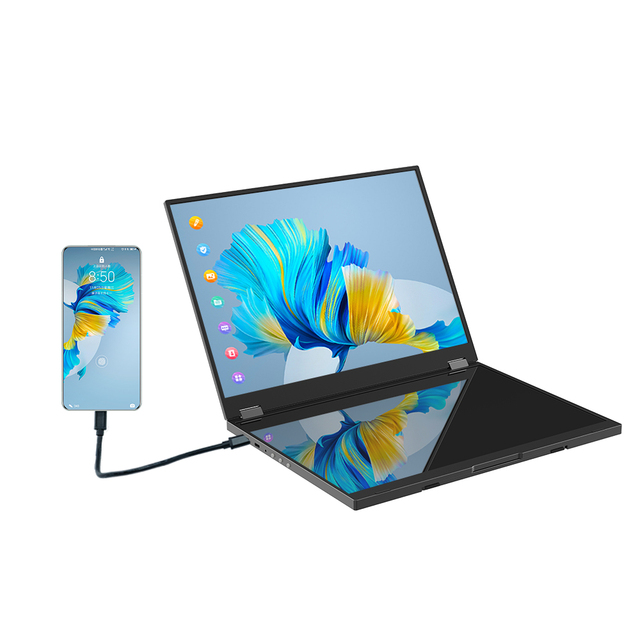 14.2inch 2.5K Portable Monitor 360degree Rotation Dual Screen Monitor for USB-C Mobile Phone&HD Device Extended Screen Monitor
