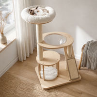 Arbre à chat en bois de chêne naturel, tour à chat, rampe à gratter en sisal, meubles pour chat d'intérieur à plusieurs niveaux