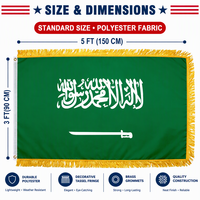Drapeau personnalisé 3x5 pieds, drapeau d'Arabie Saoudite de qualité supérieure avec franges dorées, résistant pour l'intérieur et l'extérieur