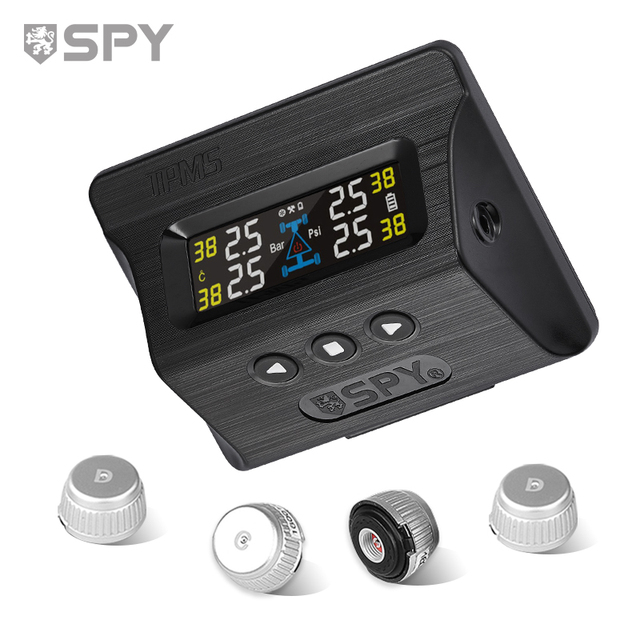 Wireless Solar Tpms Sensor Digital Tire Pressure Monitoring System and Gauge Spy Car Monitor