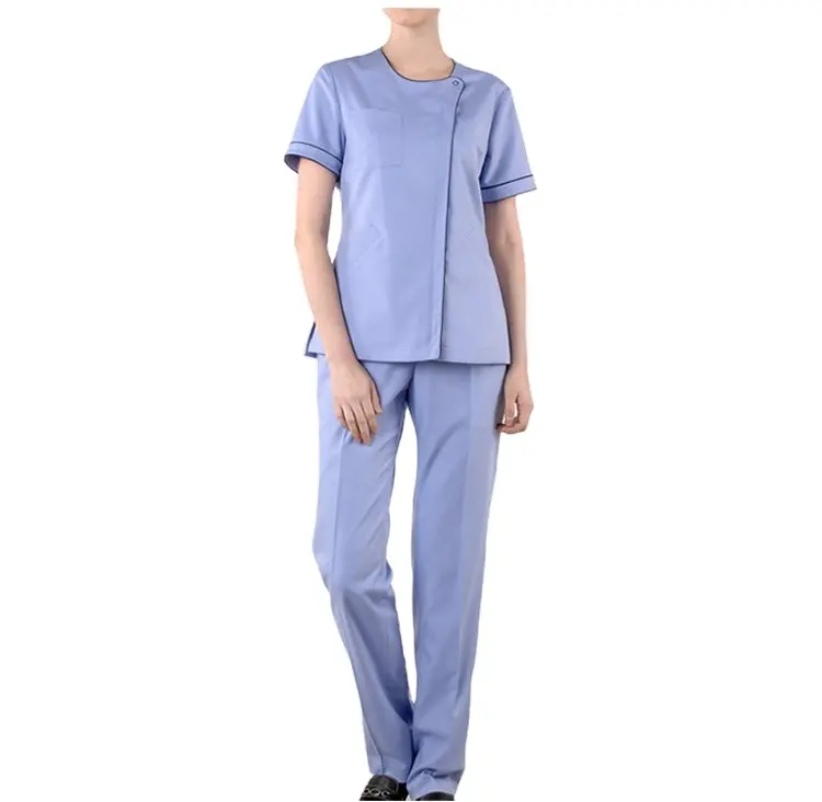 Avrupa tarzı tıbbi fırça üniforma çalışma giyim doktor hastane personeli üst ve pantolon seti